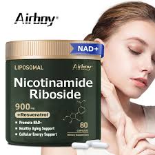Airboy Liposomal Nicotinamide Riboside 900 mg, NAD+ Supplement with Resveratrol,NMN Alternative NAD Booster Support Anti-Aging, Energy, Focus - 80 Capsules